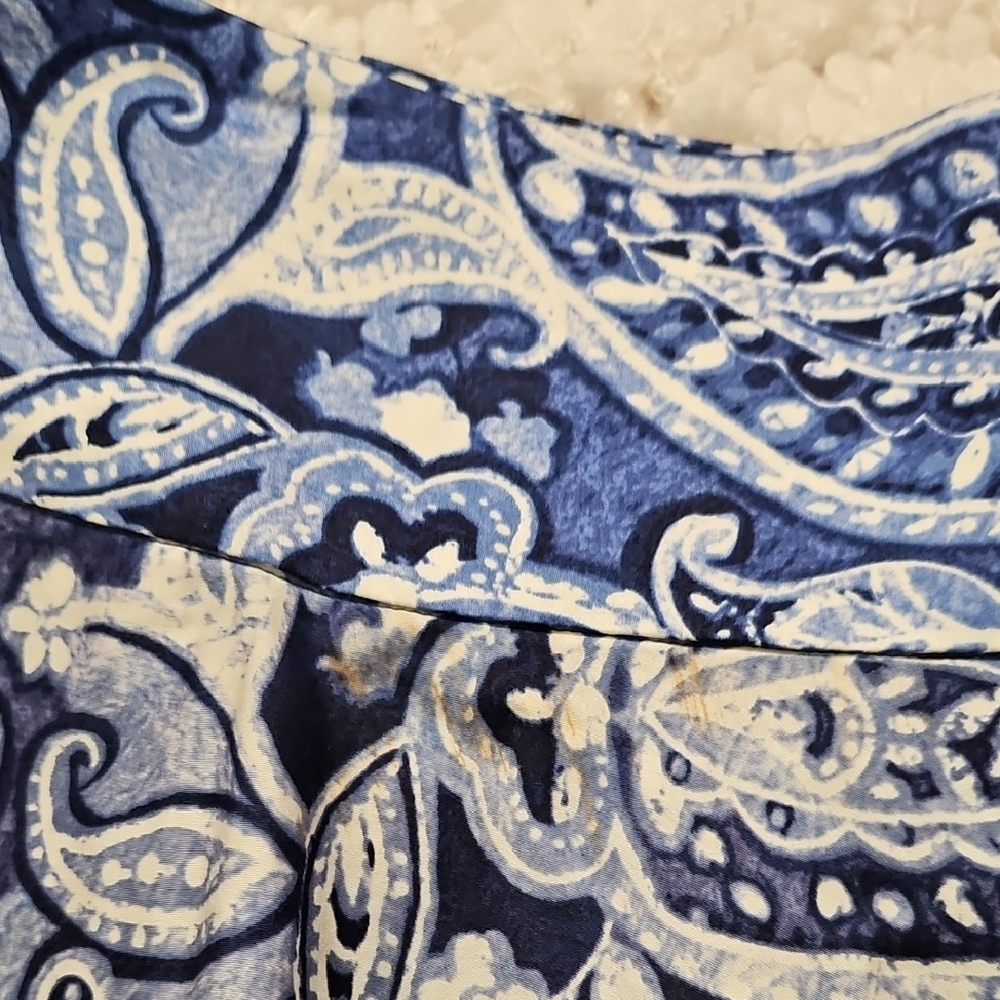 Lauren Ralph Lauren Blue and White Paisley Floral A-Line Pleated Skirt - Picture 8 of 16